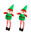 Tradineur - Pack de 2 elfos decorativos, poliéster y arena, figuras de Navidad, adornos, chimeneas, decoración festiva, hogar, 40 cm, modelos aleatorios