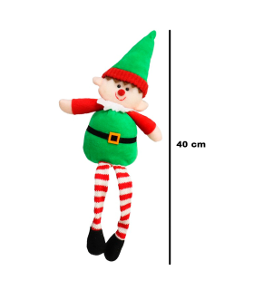 Tradineur - Pack de 2 elfos decorativos, poliéster y arena, figuras de Navidad, adornos, chimeneas, decoración festiva, hogar, 40 cm, modelos aleatorios