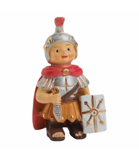 Tradineur - Figura de Romano para Belén - Estilo naïf - Marmolina - Adorno divertido para nacimiento, Navidad, decoración tradicional, 10 x 5,5 x 3 cm