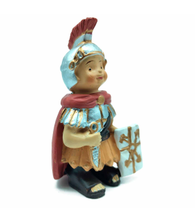 Tradineur - Figura de Romano para Belén - Estilo naïf - Marmolina - Adorno divertido para nacimiento, Navidad, decoración tradicional, 10 x 5,5 x 3 cm