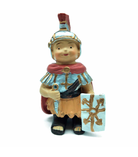 Tradineur - Figura de Romano para Belén - Estilo naïf - Marmolina - Adorno divertido para nacimiento, Navidad, decoración tradicional, 10 x 5,5 x 3 cm