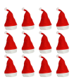 Tradineur - Pack de 12 gorros de Papá Noel para adultos, poliéster, accesorios navideños, sombreros, Navidad, carnaval, fiestas (Adulto, 30 x 40 cm)