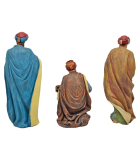 Tradineur - Reyes magos de marmolina para belén navideño, figuras decorativas nacimiento, pesebre, navidad, decoración tradicional, 15 cm