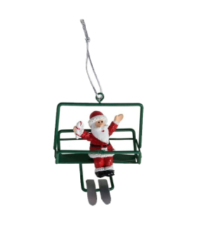 Tradineur - Colgante navideño de Papá Noel en Telesilla - Fabricado en Metal y resina - Decoración para temporada navideña - 7 x 6 x 7 cm - Modelo Surtido