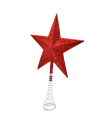 Tradineur - Estrella para árbol de navidad 5 puntas con muelle - Fabricación en metal y plástico - Accesorio decorativo de navidad - Color rojo - 14,5 cm