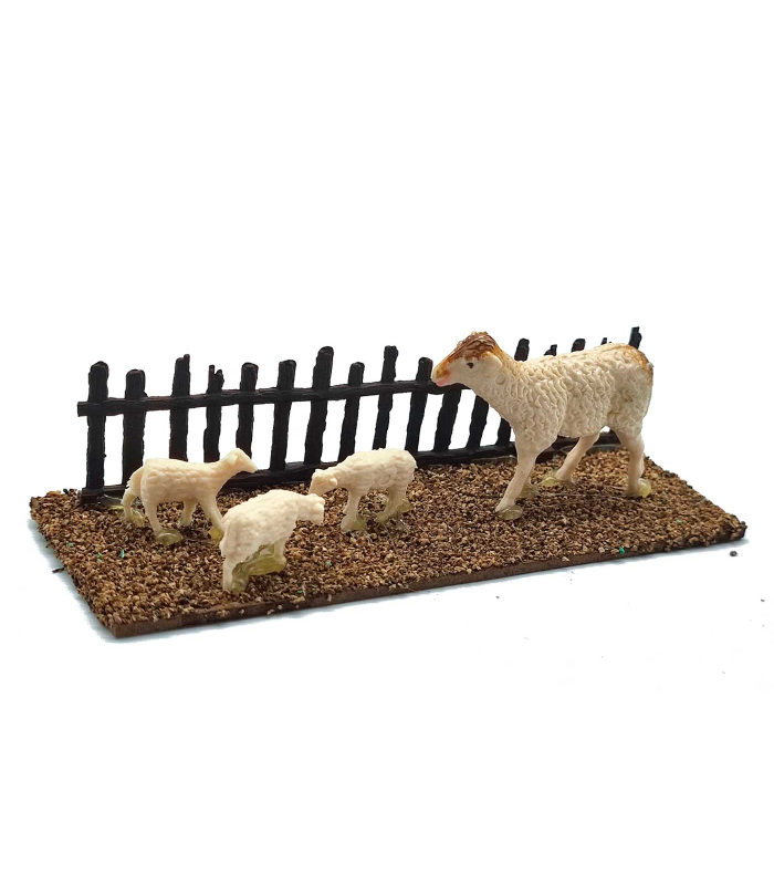 Tradineur - Figura de corralito con animales con valla para belén - Fabricado en plástico - Figura decorativa divertida para nacimiento, navidad, decoración tradicional.