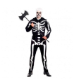 Tradineur - Disfraz de esqueleto para adulto, Skull Soldier, mono de color negro con diseño de huesos blancos, carnaval, Halloween, cosplay, fiestas (Hombre, Talla L)