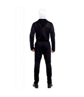 Tradineur - Disfraz de esqueleto para adulto, Skull Soldier, mono de color negro con diseño de huesos blancos, carnaval, Halloween, cosplay, fiestas (Hombre, Talla L)