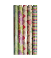 Tradineur - Pack de 5 rollos de papel kraft de regalo, modelo Todo Año, láminas, hojas para envolver regalos, cumpleaños, Navidad, 70 x 200 cm, diseños surtidos