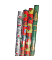 Tradineur - Pack de 4 rollos de papel de regalo, modelo Navidad, láminas, hojas para envolver regalos, cumpleaños, decoración, 100 x 300 cm, diseños surtidos