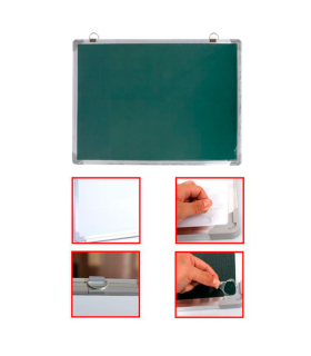 Tradineur - Pizarra Magnética de doble cara con rotulador de borrado en seco - Marco de Aluminio - Facil de borrar y colocar - Ideal para colegios, oficinas - 35 x 50 cm - Modelo Aleatorio