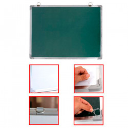 Tradineur - Pizarra magnética de doble cara para rotulador y tiza - Incluye 2 imanes - Marco de Aluminio - Facil de borrar y col