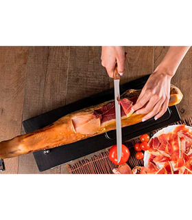 Tradineur - Cuchillo jamonero con hoja de acero inoxidable y mango de madera, cuchillo cortado de jamón, corte preciso, profesional, hoja de 25 cm