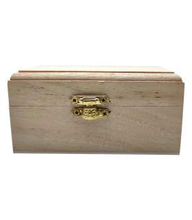 Tradineur - Pequeña caja de madera con tapa - Caja de almacenamiento decorativa - Caja de madera natural, caja de recuerdos, caja de manualidades y regalo. 6 x 12 x 8 cm.