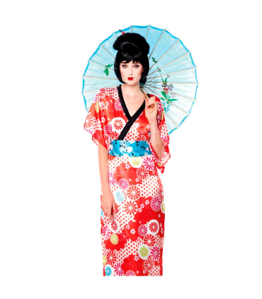 Disfraz de geisha de fibra sintética, incluye vestido y cinturón, accesorios no incluidos, carnaval, halloween, cosplay, fiestas, adulto mujer, talla L