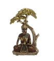 Figura de buda bajo árbol de resina 25 x 16 x 8 cm, estatua decorativa buda sentado, decoración zen para interior