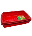 Tradineur - Arenero para gatos con pala, bandeja higiénica de plástico con borde alto extraíble, gatera, caja arena sanitaria, 47 x 31 x 11 cm, color aleatorio