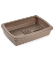 Tradineur - Arenero para gatos con pala, bandeja higiénica de plástico con borde alto extraíble, gatera, caja arena sanitaria, 47 x 31 x 11 cm, color aleatorio