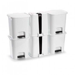 Tradineur - Cubo de basura con pedal, plástico, papelera, oficina, baño, cocina, fabricado en España (Blanco - 7,5 litros - 25,5
