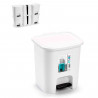 Tradineur - Cubo de basura con pedal, plástico, papelera, oficina, baño, cocina, fabricado en España (Blanco - 7,5 litros - 25,5