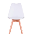 Silla con cojín, asiento de plástico y patas de madera, estilo nórdico, silla de interior, diseño escandinavo, color blanco, 81 x 46 x 53 cm, ideal para comedor, estudio, salón, cocina, dormitorio