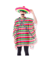 Tradineur - Disfraz de mexicano para adulto - Fabricado en fibra sintética - Incluye Poncho - Ideal para carnaval, Halloween, cosplay (Talla S)