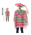 Tradineur - Disfraz de mexicano para adulto - Fabricado en fibra sintética - Incluye Poncho - Ideal para carnaval, Halloween, cosplay (Talla S)