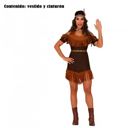 Tradineur - Disfraz de india para mujer, 100% poliéster, incluye vestido y cinturón, atuendo de carnaval, Halloween, cosplay, fi