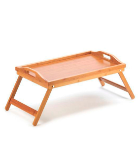 Bandeja de cama plegable de bambú 49 x 29,5 cm. Mesa para desayuno, ordenador portátil con patas plegables