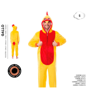 Tradineur - Disfraz de gallo para adulto, poliéster, incluye mono con capucha, atuendo divertido de carnaval, Halloween, cosplay (Hombre, Talla S)