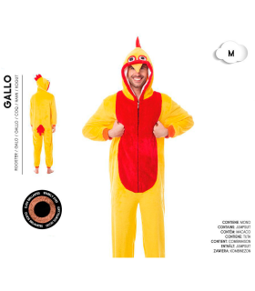 Tradineur - Disfraz de gallo para adulto, 100% poliéster, incluye mono con capucha, atuendo divertido de carnaval, Halloween, cosplay (Hombre, Talla M)