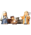 Tradineur - Set de 5 figuras del nacimiento Naïf para belén navideño, marmolina, José, María, niño Jesús, buey y mula, adornos, pesebre, navidad, 9 cm