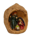 Tradineur - Mini nacimiento en nuez de resina, decoración Navidad, belén, pesebre, figura, adorno de sobremesa, estanterías, hogar, 4 x 3 cm