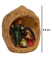 Tradineur - Mini nacimiento en nuez de resina, decoración Navidad, belén, pesebre, figura, adorno de sobremesa, estanterías, hogar, 4 x 3 cm