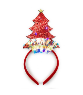 Diadema navideña con luces intermitentes y diseño de árbol de navidad, cinta, aro, tocado para el cabello, pelo, gorro de fiesta para niños y adultos, color aleatorio