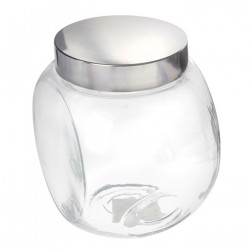 Tradineur - Tarro transparente con dos posiciones y tapa de rosca metálica - Capacidad de 2200 ml - Recipiente inclinable para g