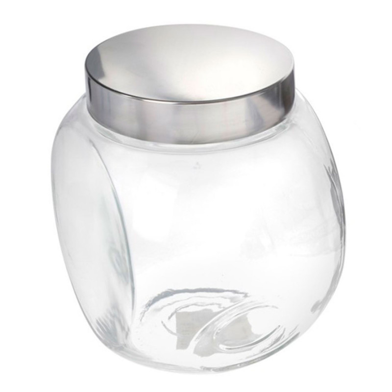 Tradineur - Tarro transparente con dos posiciones y tapa de rosca metálica - Capacidad de 2200 ml - Recipiente inclinable para g Tradineur - Tarro transparente con dos posiciones y tapa de rosca metálica - Capacidad de 2200 ml - Recipiente inclinable para g