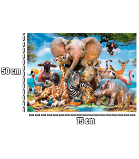 Tradineur - Puzzle/Rompecabezas de 1000 piezas - Diseño de Animales - Fabricación en cartón - Tamaño: 50 x 75 cm