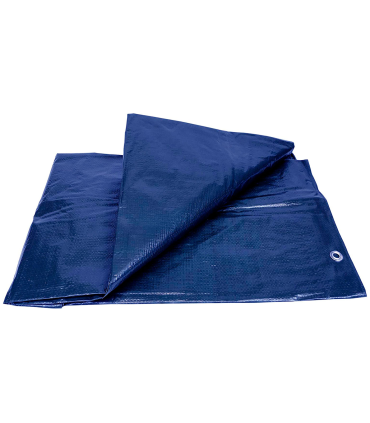 Tradineur - Toldo de polietileno impermeable, lona de protección con ojales de aluminio, exterior, resistente al desgaste (Azul, 90 gr, 10 x 12 m)