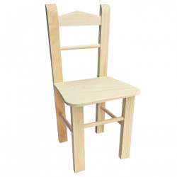 Tradineur - Silla infantil de madera natural, respaldo de listones, altura del asiento 29,3 cm, silla para niños sin tratar con