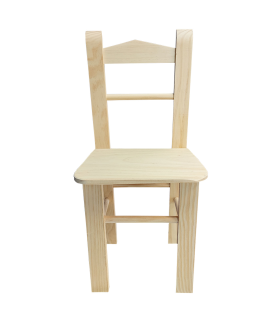 Tradineur - Silla infantil de madera natural, respaldo de pico, altura del asiento 29 cm, silla para niños sin tratar con reposapiés, 58 x 27,5 x 26 cm