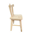 Tradineur - Silla infantil de madera con respaldo redondeado 56 x 33 x 26 cm, altura del asiento 31 cm, silla para niños de madera natural sin tratar con reposapiés, decoración del hogar