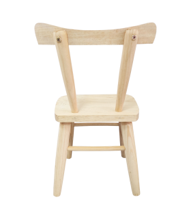 Tradineur - Silla infantil de madera con respaldo redondeado 56 x 33 x 26 cm, altura del asiento 31 cm, silla para niños de madera natural sin tratar con reposapiés, decoración del hogar