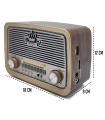 Tradineur - Radio vintage "INDIE" con diseño antiguo - Sintonizador AM/FM/SW - Sintonizador con Indicador - Bluetooth - Conector USB / Micro SD