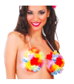 Tradineur - Pack de 3 sostenes hawaianos con flores - Ideal para fiestas de disfraces como carnaval o Halloween - Ø 14 x 6 cm - Color Surtido