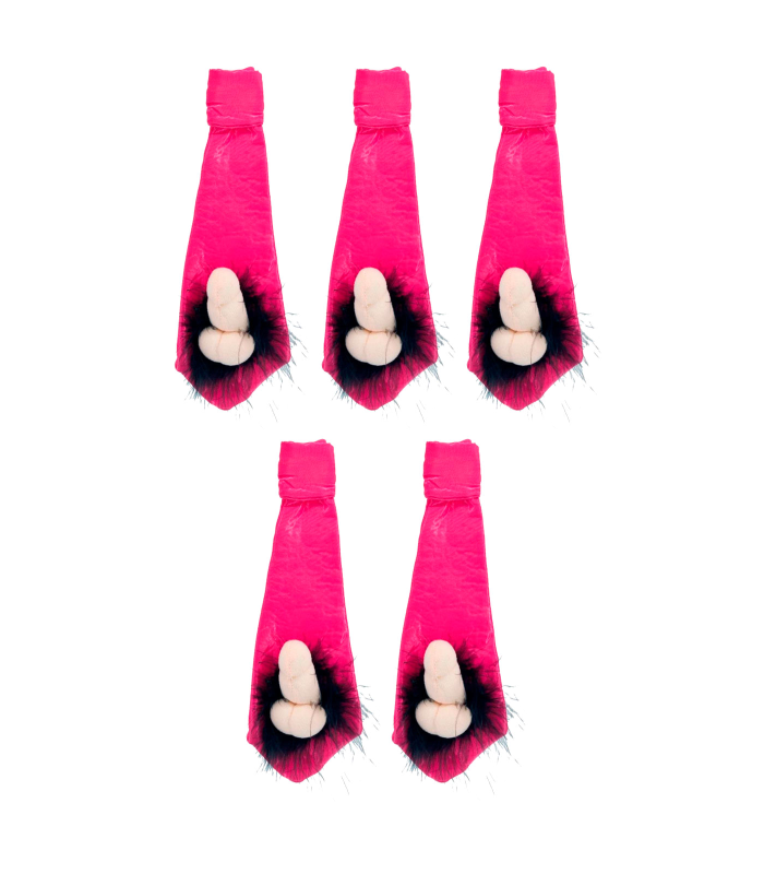 Tradineur - Pack de 5 corbatas de despedida de soltera - Incluye goma para colgar - Ideal para fiestas de despedida, carnaval y halloween - Color Rosa