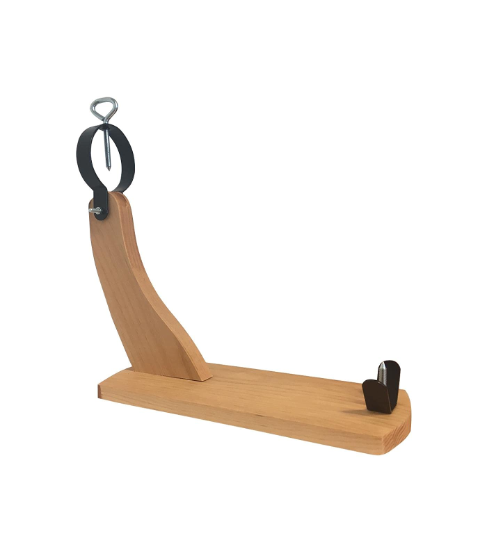 Tradineur - Soporte jamonero de madera "Góndola" 40 x 41 x 15.5 cm. Soporte para pata y paleta de jamón serrano e ibérico con agarres de metal