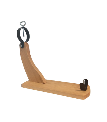 Tradineur - Soporte jamonero de madera "Góndola" 40 x 41 x 15.5 cm. Soporte para pata y paleta de jamón serrano e ibérico con agarres de metal