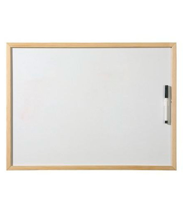 Tradineur - Pizarra blanca con marco de madera, incluye rotulador y gancho para colgar, fácil de borrar, ideal para colegios, tiendas, hogares, oficinas, 30 x 40 cm