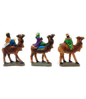 Tradineur - Set de 3 Reyes Magos de resina para belén navideño, figuras decorativas nacimiento, pesebre, Navidad, decoración tradicional, 8 x 10 cm